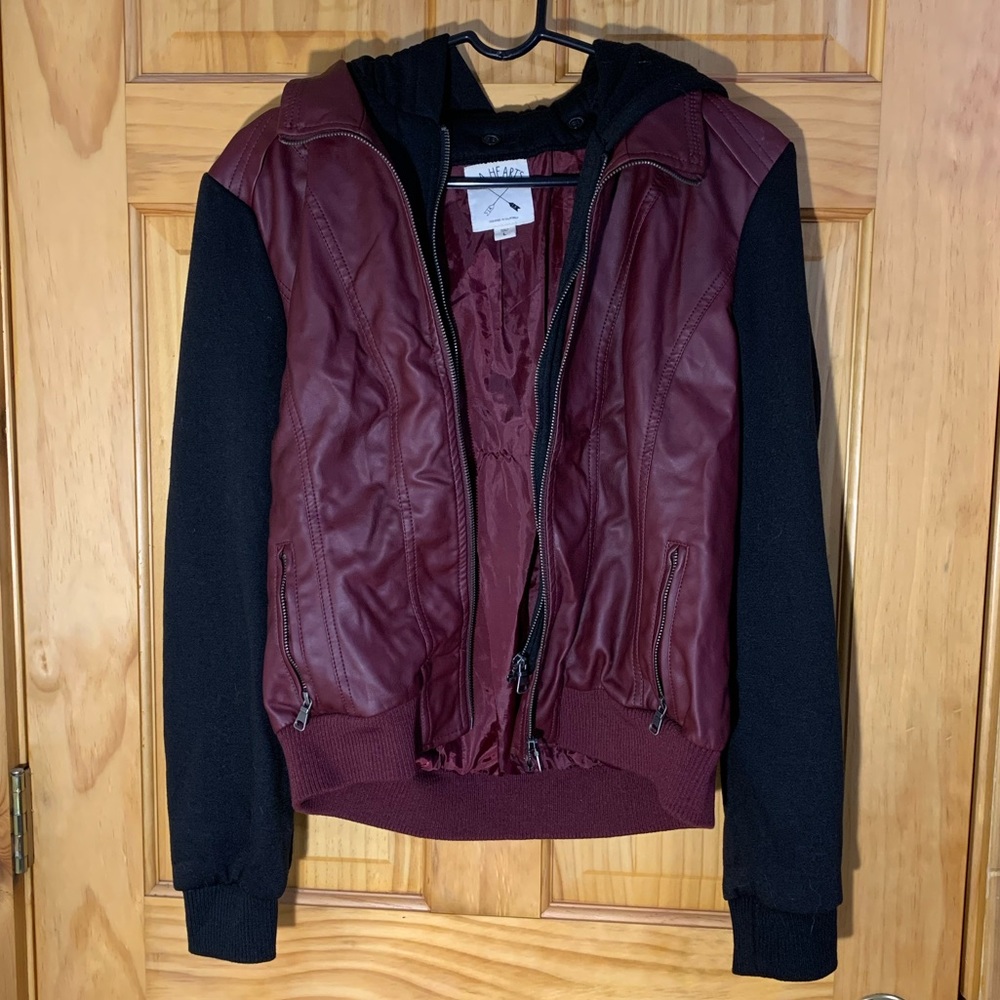 LA Hearts Women’s Burgundy and Black Jacket